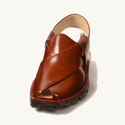 Hand-Crafted Mustard Quetta Norozi Chappal with Double Sole