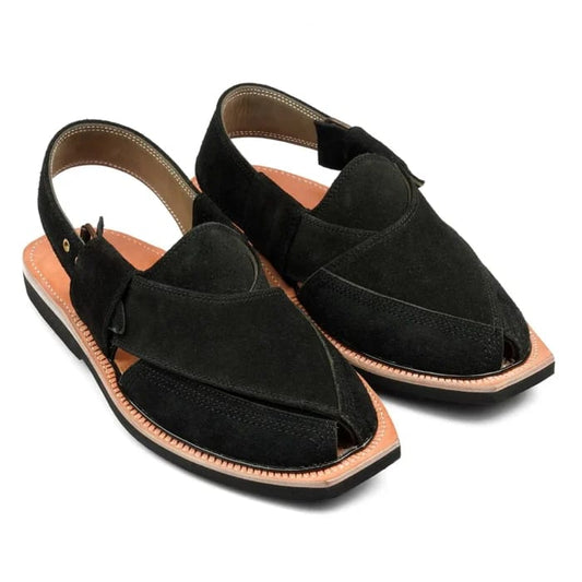 Handmade Black Suede Norozi Chappal With Single Sole
